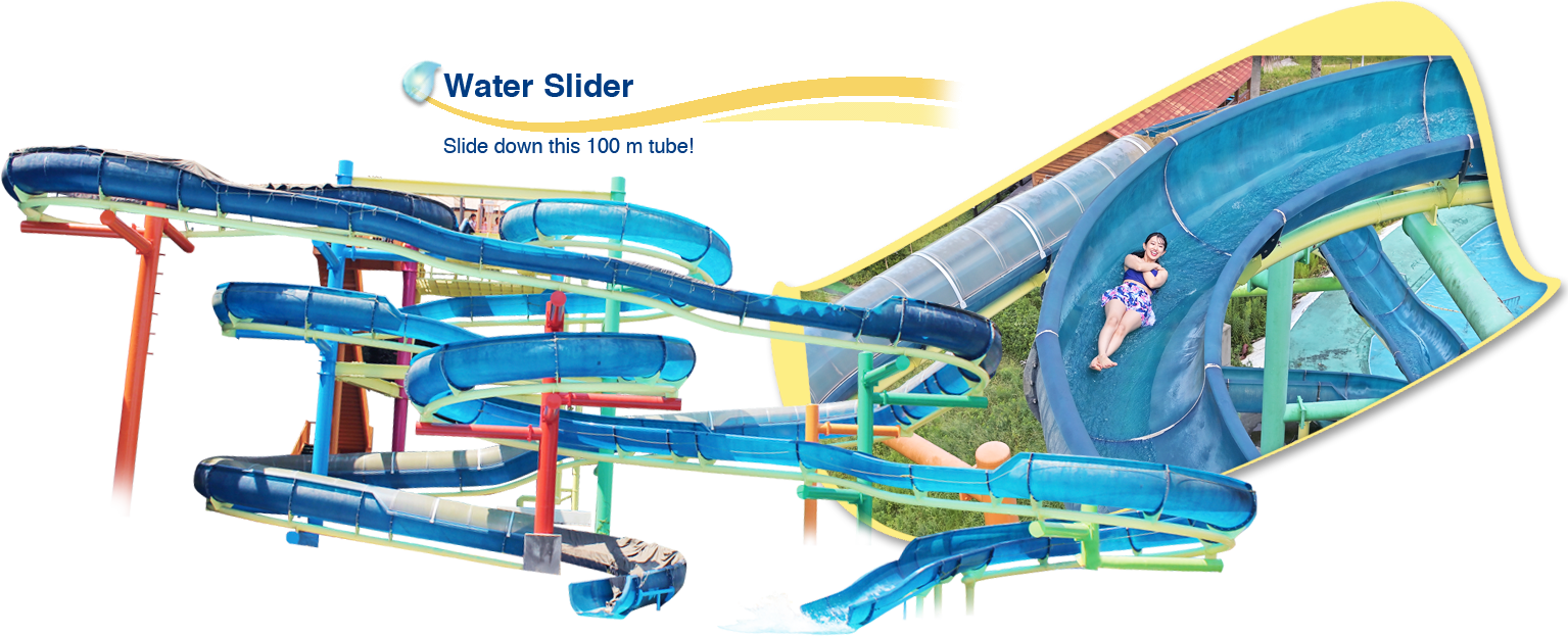 Water Slider.Slide down this 100 m tube!