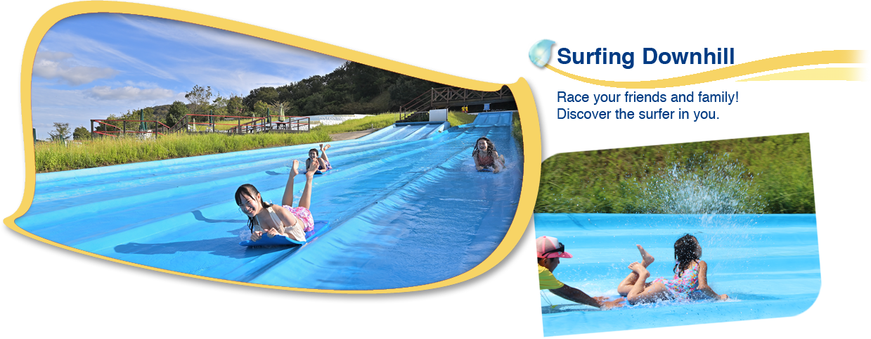 Surfing Downhill.Race your friends and family!Discover the surfer in you.