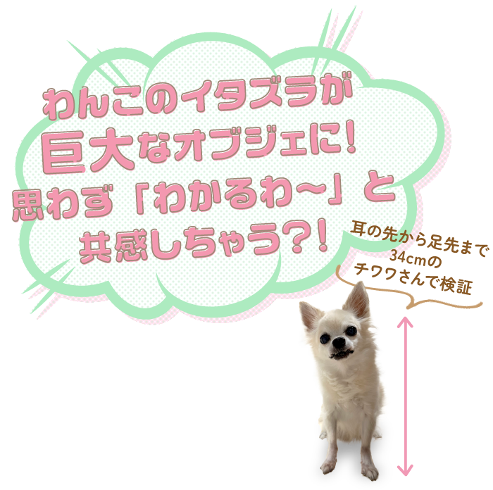 わんこのイタズラが巨大なオブジェに！