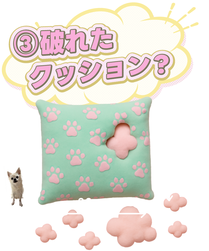 ③破れたクッション